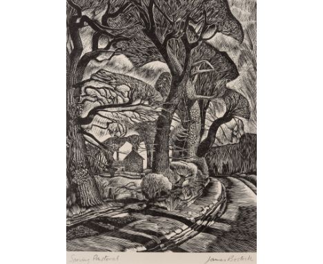 NO RESERVE Bostock (James) Spring Pastoral, wood-engraving, signed in pencil and inscribed, image 205 x 150 mm (8 x 5 7/8 in)