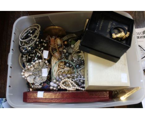 A box containing a wide selection of vintage and costume jewellery