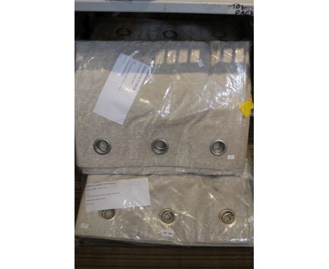 Three pairs of Dorma, eyelet headed fully lined curtains. 2 x 228cm x 137cm 1 x 228cm x 208cm