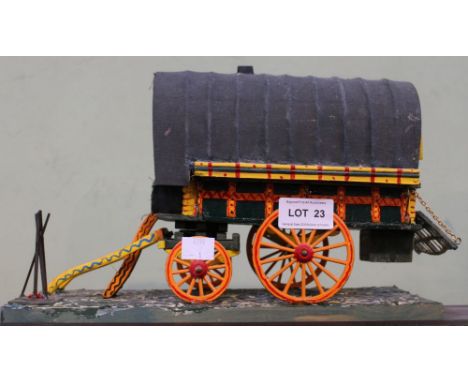 A scratch built bow top model of a gypsy caravan