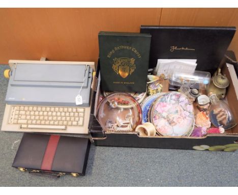 A good mixed lot to include a quantity of ceramics comprising collector plates, character jugs, Coalport lady figurines, glas
