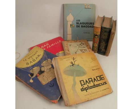 A collection of children's books, to include Babar en Famille, 1938, Le voyage de Babar, 1932, Told in the Twilight, by F E W