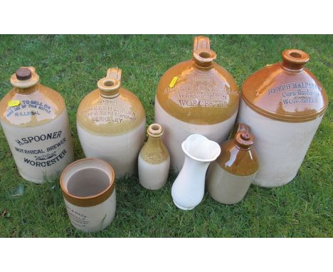 A collection of stoneware jars and flagons, two from Worcester&nbsp;