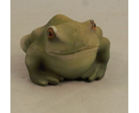 A Royal Worcester model, of a green glazed frog, length 3ins x height 1.75insCondition Report:  Some rubbing to paint but oth