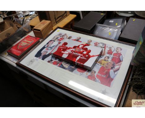 A quantity of Arsenal memorabilia to include a pencil signed limited edition print, Arsenal perfume etc