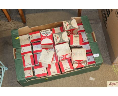 A box of vintage Wix car oil filters