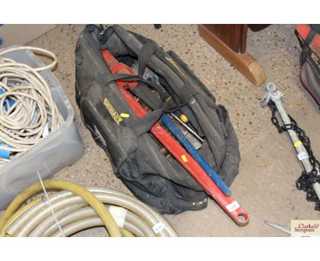 A bag of plumbing tools
