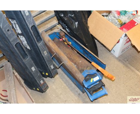 A tool box and quantity of tools