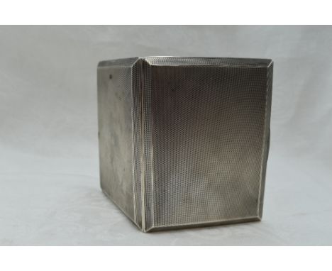 A 1930's silver cigarette case having engine turned decoration to both inside and out, push clasp and engraved initials to in