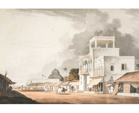 Thomas and William Daniell after Thomas Daniell "View on the Chitpour, Calcutta" Coloured engraving, together with a black an