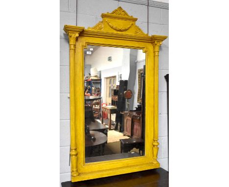 A 19th Century Wall Mirror, of architectural form, scrollwork, shell and swag pediment above rectangular plate, flanked by Co
