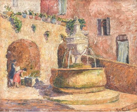 Charlotte "Toty" Fauchet (20th Century) Lavoir Signed, oil on canvas, together with a further early late 19th/ early 20th cen