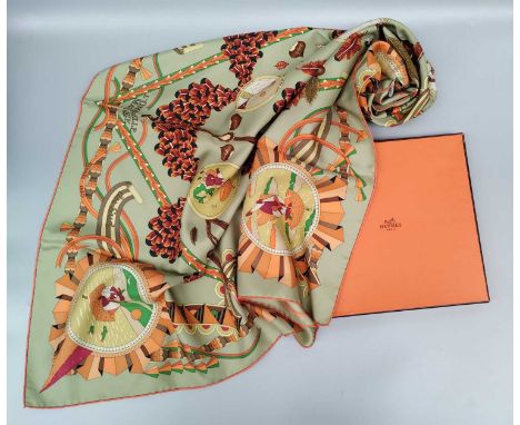 Hermés Silk Scarf L'Ombrelle Magique Designed by Pierre Marie, who was inspired by nature, history, and folklore, this tells 
