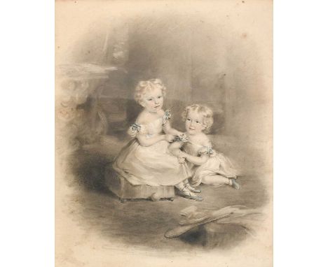 Follower of George Richmond RA (1809-1896) Portrait of two young children Watercolour, 49.5cm by 40cmProvenance: A Private Co