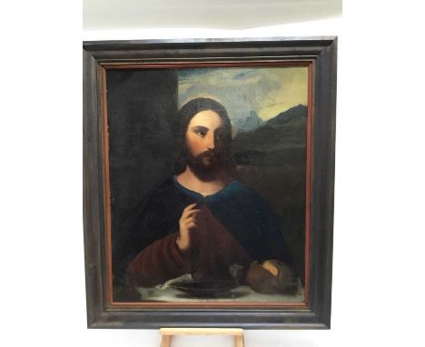 18th century Italian School oil on canvas - portrait of Christ, framed, 73cm x p61cm