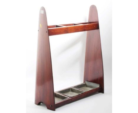 Unusual stick stand constructed from two First World War period propeller tips with removable drip trays, 53cm in overall len