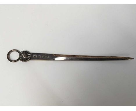 Mappin &amp; Webb silver letter opener with ring handle (London 1979), 25.5cm long, 3.26ozs