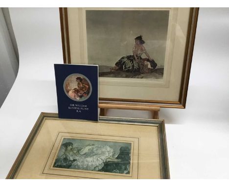 Sir William Russell Flint signed print - a seated lady, together with another unsigned print, both in glazed gilt frames and 