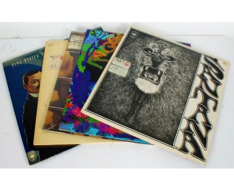 5 x Rock LPs. Blue Oyster Cult - Agents Of Fortune (S 81385). Jethro Tull - M.U. (CHR 1078), embossed Sleeve. Santana (2) - S