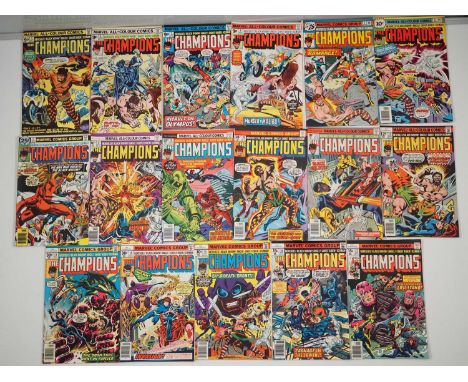 THE CHAMPIONS #1, 2, 3, 4, 5, 6, 7, 8, 9, 10, 11, 12, 13, 14, 15, 16, 17 (17 in Lot) - (1975/1978 - MARVEL - US & UK Price Va