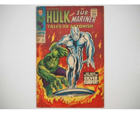 TALES TO ASTONISH #93 (1967 - MARVEL) Classic Hulk vs. Silver Surfer cover & story + First Silver Surfer story outside of the