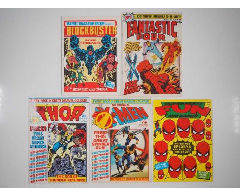 MARVEL UK FIRST ISSUE LOT 1 (5 in Lot) - Includes BLOCKBUSTER #1 (1981) + FANTASTIC FOUR #1 (1982) with FREE GIFT POSTER & BO