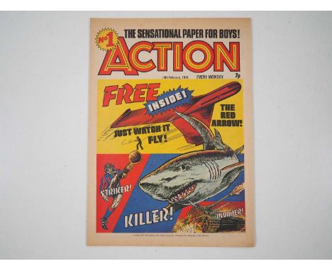 ACTION #1 (1976 - IPC) - Dated 14th Feb 1976 - The first issue of the controversial weekly British comic which was withdrawn 