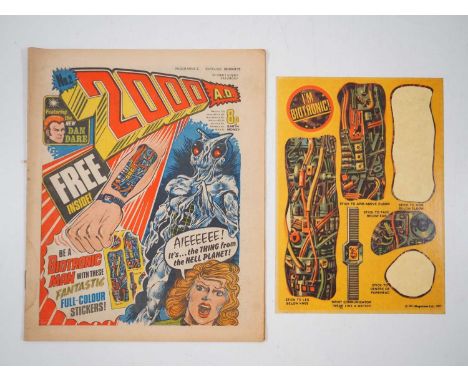 2000 AD PROG #2 (1977 - IPC) - KEY ISSUE - First appearance of Judge Dredd - Comes with partially complete free biotronic sti