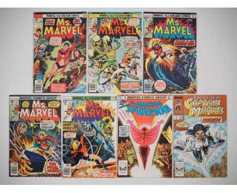 CAPTAIN/MS. MARVEL LOT (7 in Lot) - (1977/1989 - MARVEL - US & UK Price Variant) - Includes MS. MARVEL #1, 2, 3, 4, 5 + AMAZI