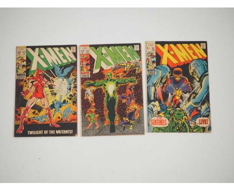X-MEN #52, 55, 57 (3 in Lot) - (1969 - MARVEL - US & UK Price Variant) - Includes the origin of Angel, as the Avenging Angel 