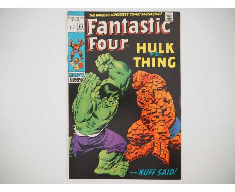 FANTASTIC FOUR #112 (1971 - MARVEL - UK Price Variant) - Classic battle of the Hulk vs the Thing with iconic cover art by Joh