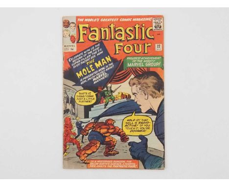 FANTASTIC FOUR #22 (1964 - MARVEL - UK Price Variant) - The second appearance of Mole Man + the first time the Thing exclaims
