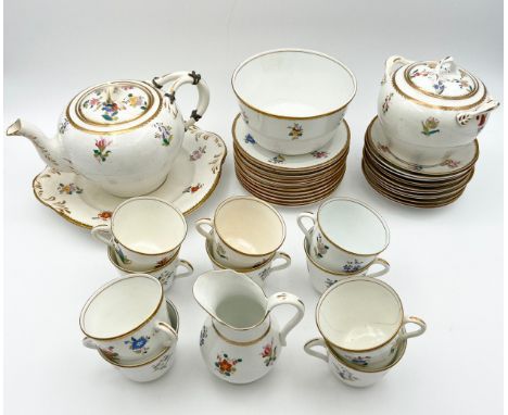 A 19th century hand painted tea service to include twelve tea plates. (Some damage as seen).