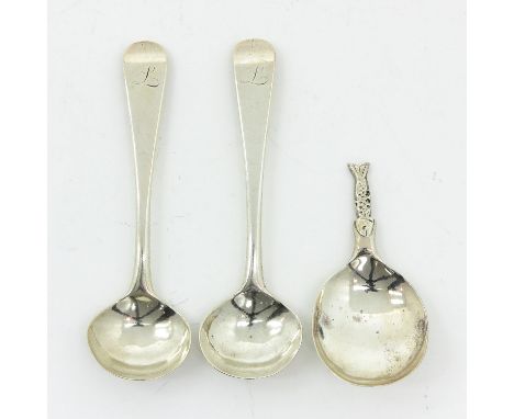 Including a pair of salt spoons London 1787 George III and tea caddy spoon 1830 Birmingham.