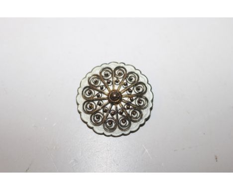 A Norwegian Sterling silver and enamel decorated brooch 
