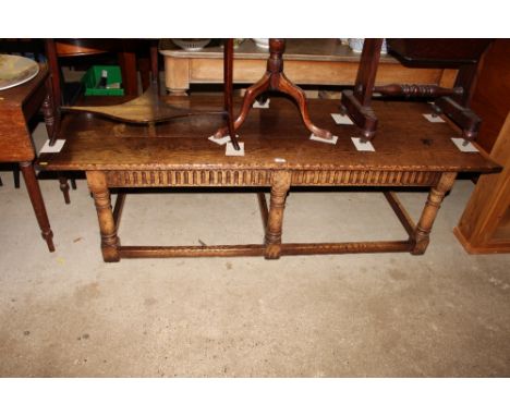 A good quality oak oblong coffee table fitted two drawers 