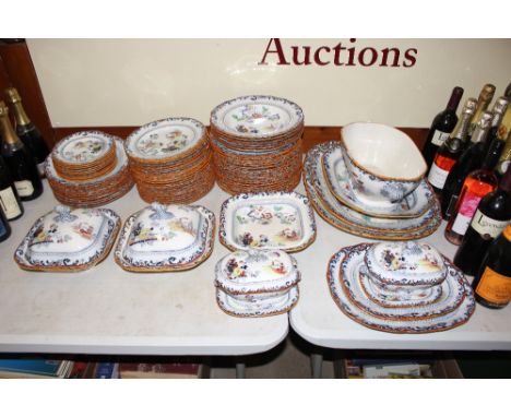 A large quantity of Victorian Ashworth Bros. dinnerware decorated in the oriental manner