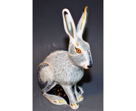 A Royal Crown Derby Paperweight, Starlight Hare, Collector's Guild exclusive gold stopper, boxed