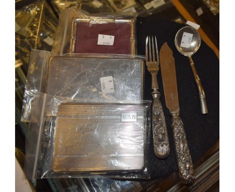 Silver & plate - an Indian handled silver fork, tines, William Hutton & Sons Ltd, London 1894;  a similar fish knife plated b