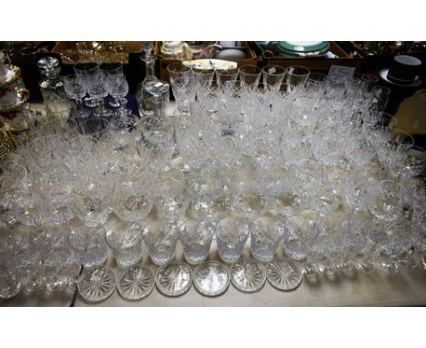 Glassware - a pair Tutbury Crystal cut glass wine glasses, boxed; a suite of six cut glass wine glasses; others, including, d