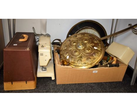 Boxes and Objects - vintage Conway popular box camera; others Polaroid Colour Swinger; etc wall light; candlesticks; A pair o