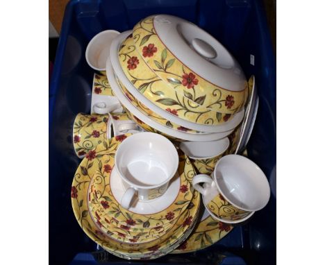 Picnic ware - a Union Melamine eight place service comprising tea cups, saucers, platters, bowls, two covered serving dishes 