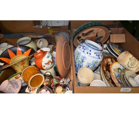 Ceramics - collector's plates; an Art Deco flared cylindrical vase; ginger jar and cover; Royal Doulton African Wild Animal S