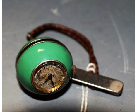 A Sterling silver and enamel Art Deco globe pendant watch, signed Didisheim-Goldschmidt Fils et Cie, 10 jewels