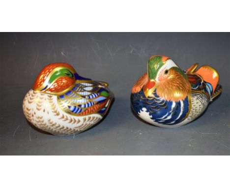 A Royal Crown Derby Paperweight, Teal, gold stopper, certificate, boxed; another, Mandarin Duck, gold stopper, boxed (2)