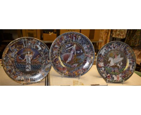 Collectors' plates - a set of twelve Royal Worcester Greek legends plate, all boxed with certificates; a set of six Royal Dou