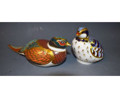 A Royal Crown Derby Paperweight, Woodland Pheasant, gold stopper, boxed; another, Red Legged Partridge, gold stopper, certifi