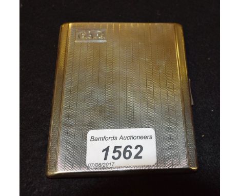A William IV Art Deco cigarette case, engine turned decoration, initialled cartouche, the Northern Goldsmiths' Company, Newca