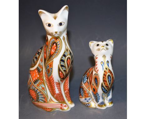 A Royal Crown Derby Paperweight, Siamese Cat, gold stopper, boxed; another, Siamese Kittent, gold stopper, boxed (2)