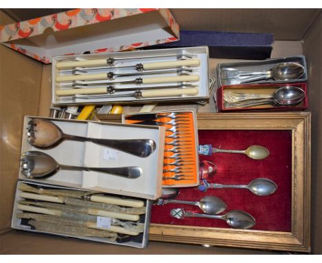 Flatware - silver and chrome plated, ivorine hafted, souvenir spoons, etc.